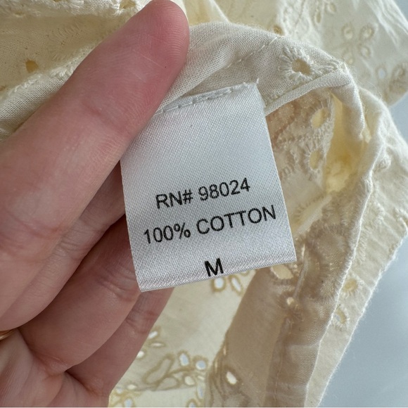 House Of Harlow 1960 Cream Ivory Delicate Eyelet Lace Babydoll Top Size Medium - Picture 7 of 9